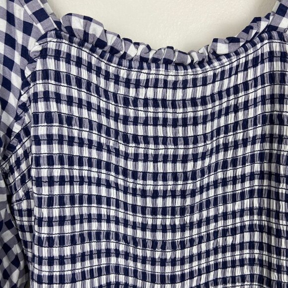 DRAPER JAMES | Jo Dee Navy Gingham Babydoll Dress Small Cottagecore - Picture 6 of 11